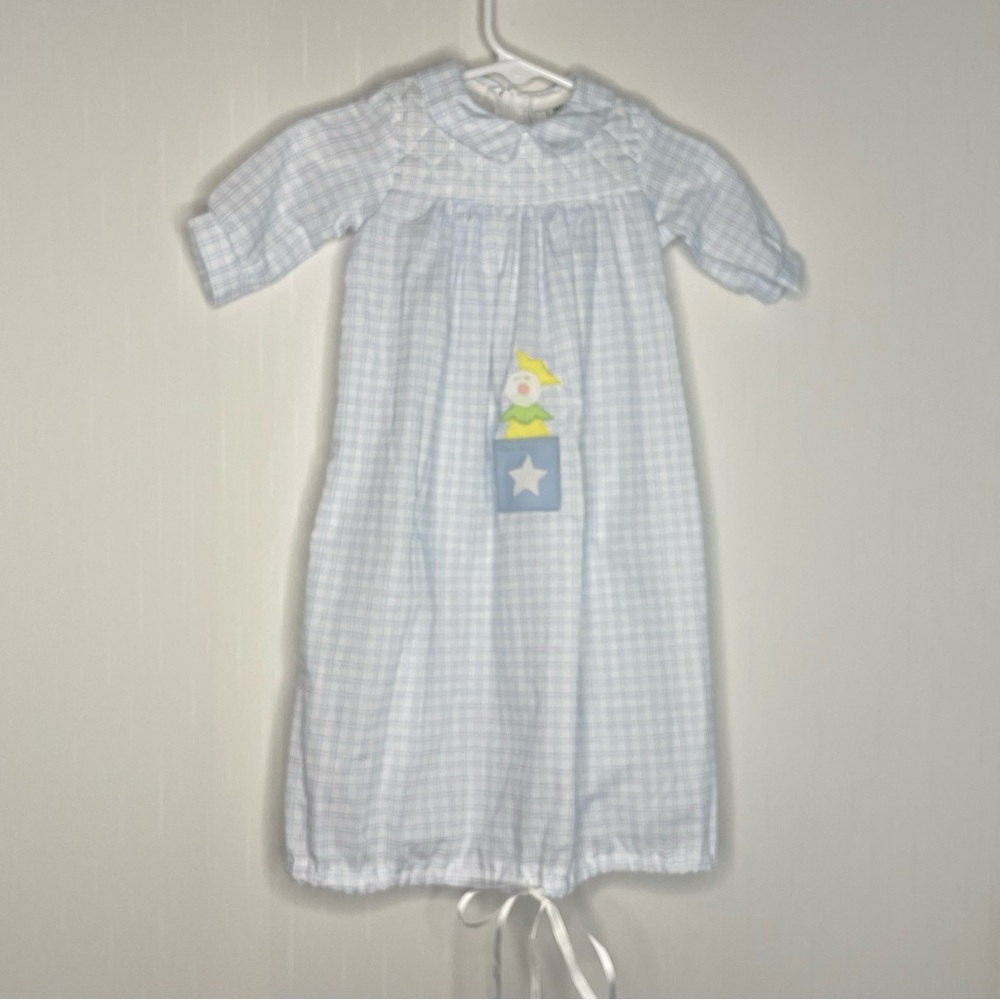 Vintage Lisa Jackson Baby Gown Jack In The Box Drawstring Size XS 6-8 lbs